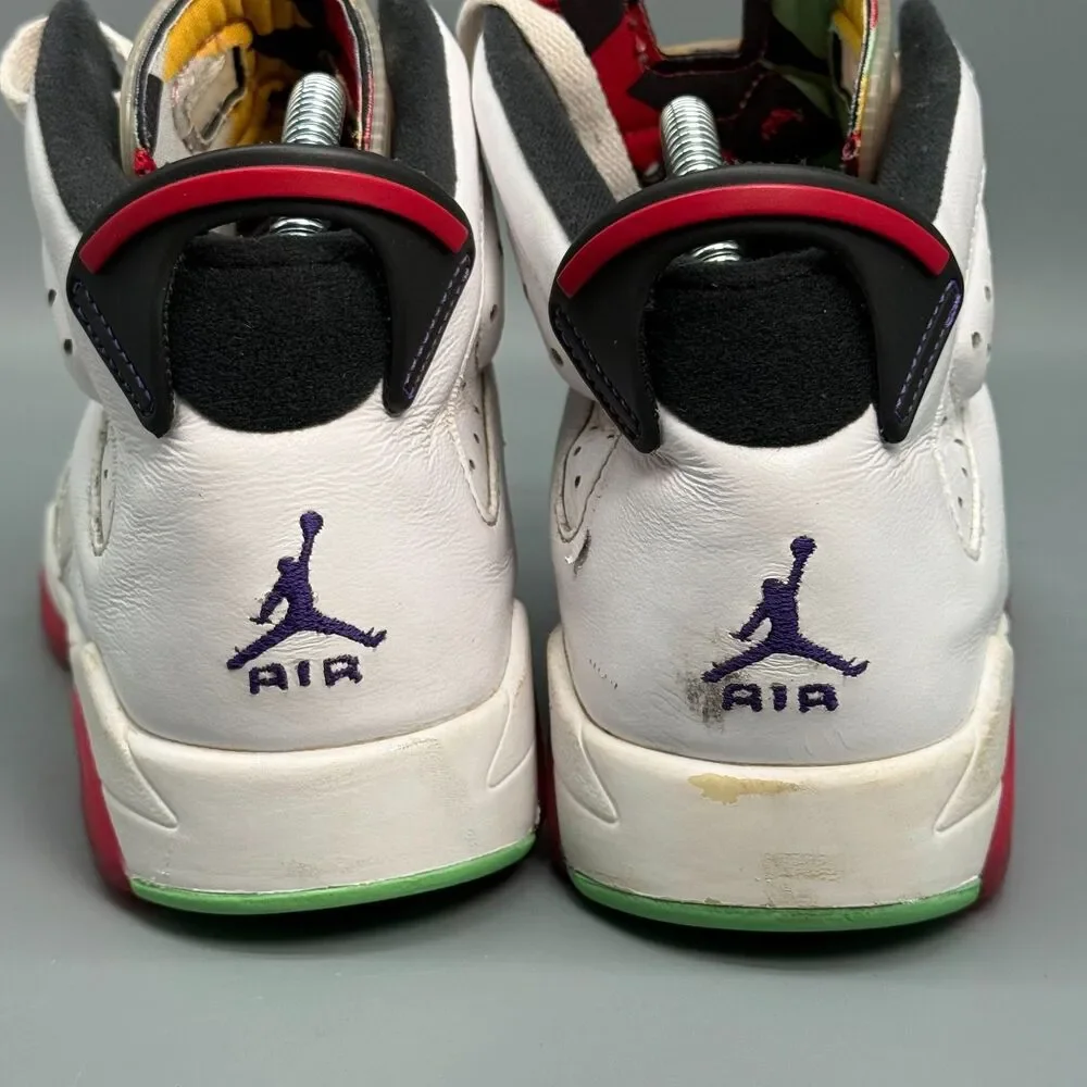 Air Jordan 6 Retro Boy's 7 White Leather Lace-Up Athletic Running Sneakers